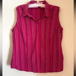 St. John's Bay Sleeveless Red Striped Button Down Shirt